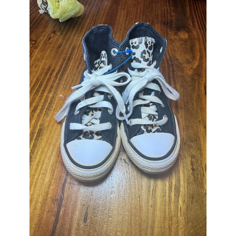 Converse Chuck Taylor All Star High Top Leopard Print Black Kids Shoes 667206F